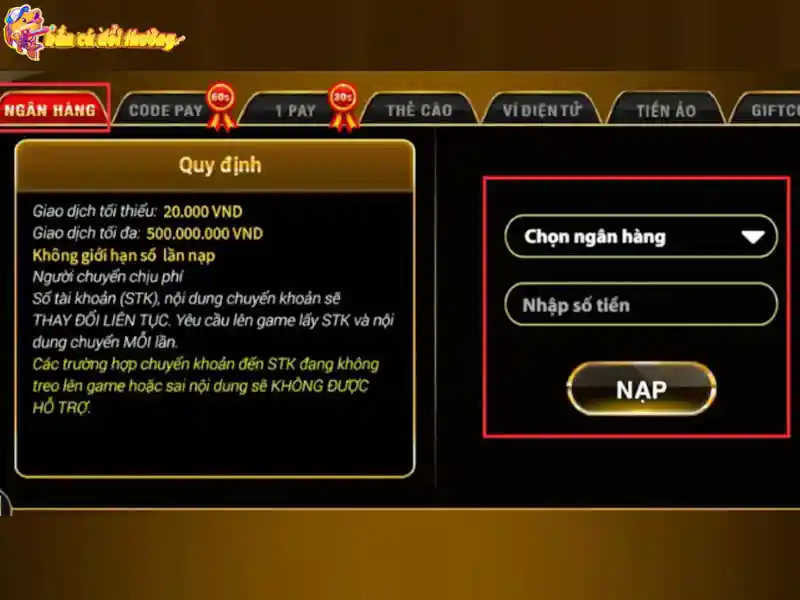 Phương thức nạp tiền vào tài khoản game