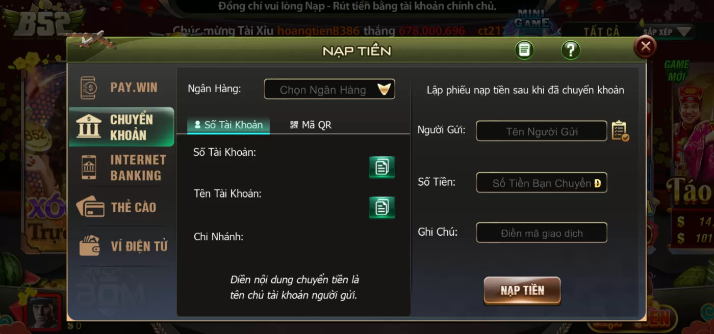 Thanh toán đa kênh thế hệ mới đỉnh cao tại cổng game B52